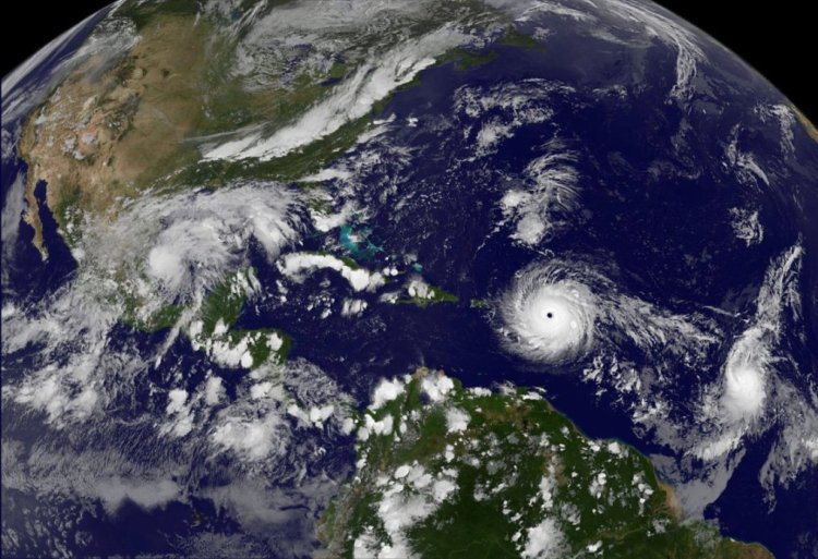 Hurricane Irma, a record Category 5 storm, churns across the Atlantic Ocean on a collision course with Puerto Rico and the Virgin Islands, is shown in this NASA GOES satellite image taken at 1715 EDT (2215 GMT) on September 5, 2017.  Courtesy NASA/Handout via REUTERS     ATTENTION EDITORS - THIS IMAGE WAS PROVIDED BY A THIRD PARTY