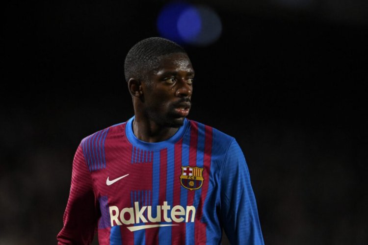 BARCELONA, SPAIN - MARCH 13: Ousmane Dembele of FC Barcelona looks on during the LaLiga Santander match between FC Barcelona and CA Osasuna at Camp Nou on March 13, 2022 in Barcelona, Spain. (Photo by David Ramos/Getty Images)
