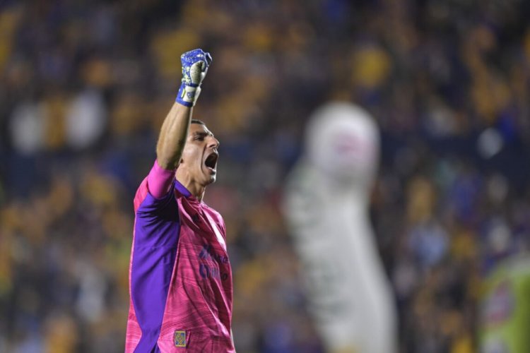 MONTERREY, MEXICO - MARCH 19: Nahuel Guzmán of Tigres reacts after winning the 11th round match between Tigres UANL and Monterrey as part of the Torneo Grita Mexico C22 Liga MX at Universitario Stadium on March 19, 2022 in Monterrey, Mexico. (Photo by Azael Rodriguez/Getty Images)