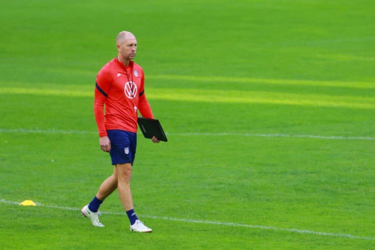 MEXICO CITY, MEXICO - MARCH 23: Gregg Berhalter head coach of United States looks on during a training session and field scouting ahead of their CONCACAF Qualifier match against Mexico at Azteca Stadium on March 23, 2022 in Mexico City, Mexico. (Photo by Hector Vivas/Getty Images)