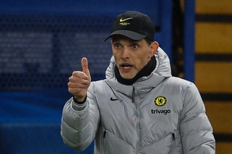 Chelsea's German head coach Thomas Tuchel reacts during the UEFA Champions League Quarter-final first leg football match between Chelsea and Real Madrid at Stamford Bridge stadium in London, on April 6, 2022. (Photo by Adrian DENNIS / AFP) (Photo by ADRIAN DENNIS/AFP via Getty Images)