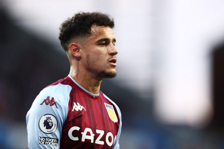 BIRMINGHAM, ENGLAND - MAY 10: Philippe Coutinho of Aston Villa looks on during the Premier League match between Aston Villa and Liverpool at Villa Park on May 10, 2022 in Birmingham, England. (Photo by Naomi Baker/Getty Images)