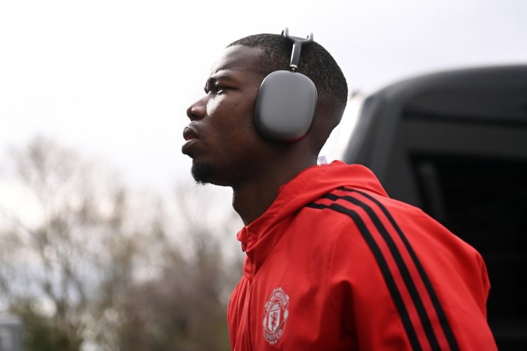 LIVERPOOL, ENGLAND - APRIL 09: Paul Pogba of Manchester United arrives at the stadium prior to the Premier League match between Everton and Manchester United at Goodison Park on April 09, 2022 in Liverpool, England. (Photo by Michael Regan/Getty Images)
