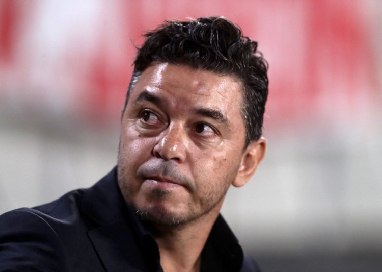 River Plate's team coach Marcelo Gallardo gestures before the Argentine Professional Football League match against Platense at Monumental stadium in Buenos Aires, on May 8, 2022. (Photo by ALEJANDRO PAGNI / AFP) (Photo by ALEJANDRO PAGNI/AFP via Getty Images)