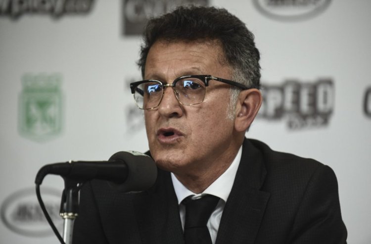 Colombian coach Juan Carlos Osorio, speaks during his presentation as the new coach of the Colombian football team Atletico Nacional at their training facilities in Guarne, Antioquia Department on June 14, 2019. (Photo by JOAQUIN SARMIENTO / AFP)        (Photo credit should read JOAQUIN SARMIENTO/AFP via Getty Images)