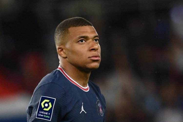 Paris Saint-Germain's French forward Kylian Mbappe reacts during the French L1 football match between Paris-Saint Germain (PSG) and ES Troyes AC at The Parc des Princes Stadium in Paris on May 8, 2022. (Photo by FRANCK FIFE / AFP) (Photo by FRANCK FIFE/AFP via Getty Images)