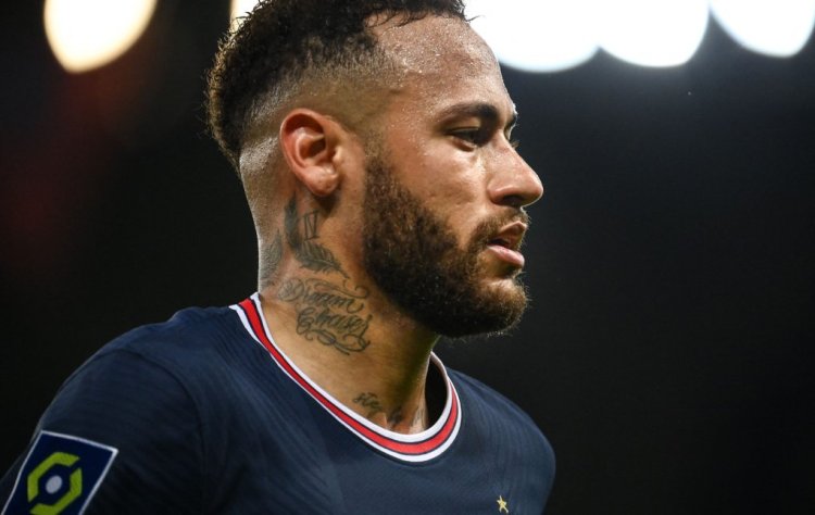 Paris Saint-Germain's Brazilian forward Neymar reacts during the French L1 football match between Paris-Saint Germain (PSG) and ES Troyes AC at The Parc des Princes Stadium in Paris on May 8, 2022. - The match ended 2-2. (Photo by FRANCK FIFE / AFP) (Photo by FRANCK FIFE/AFP via Getty Images)
