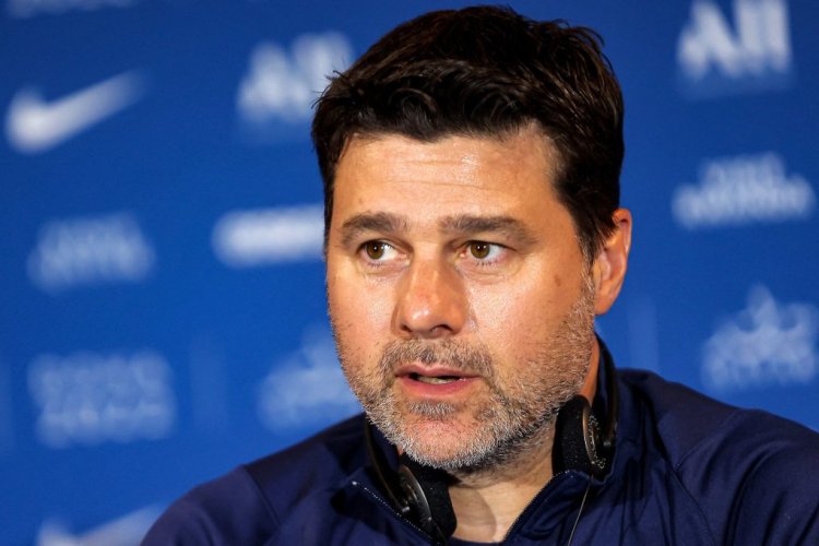 Paris Saint-Germain's Argentinian head coach Mauricio Pochettino gives a press conference during the spring training camp in Qatar's capital Doha on May 15, 2022. (Photo by KARIM JAAFAR / AFP) (Photo by KARIM JAAFAR/AFP via Getty Images)