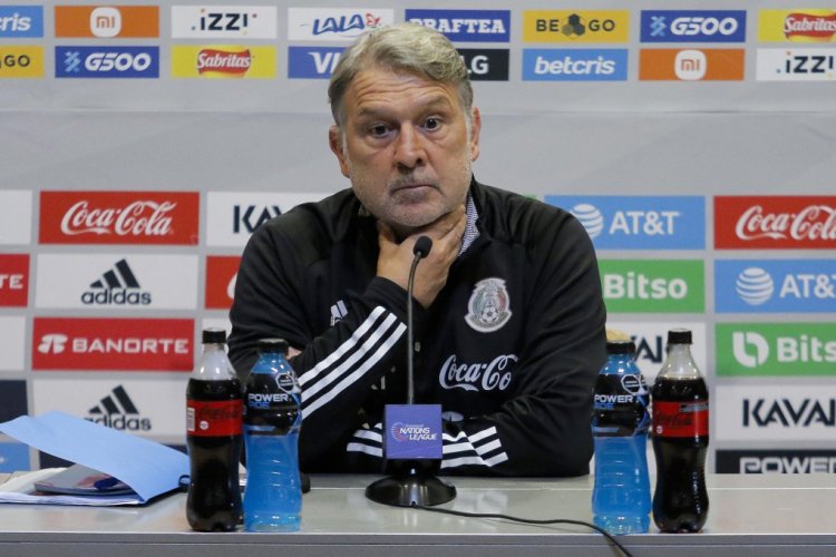 TORREON, MEXICO - JUNE 10: Gerardo Martino, head coach of Mexico speaks during a press conference ahead the Nations League game between Mexico and Surinam at Corona Stadium on June 10, 2022 in Torreon, Mexico. (Photo by Manuel Guadarrama/Getty Images)
