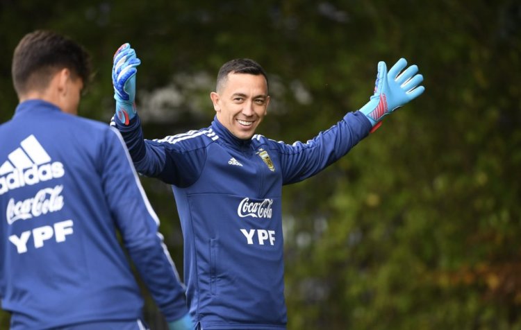 Argentina's goalkeeper Agustin Marchesin attends a training session of the Argentinian national football in Kamen, western Germany on October 08, 2019, on the eve of their friendly match against Germany. (Photo by Ina FASSBENDER / AFP) (Photo by INA FASSBENDER/AFP via Getty Images)