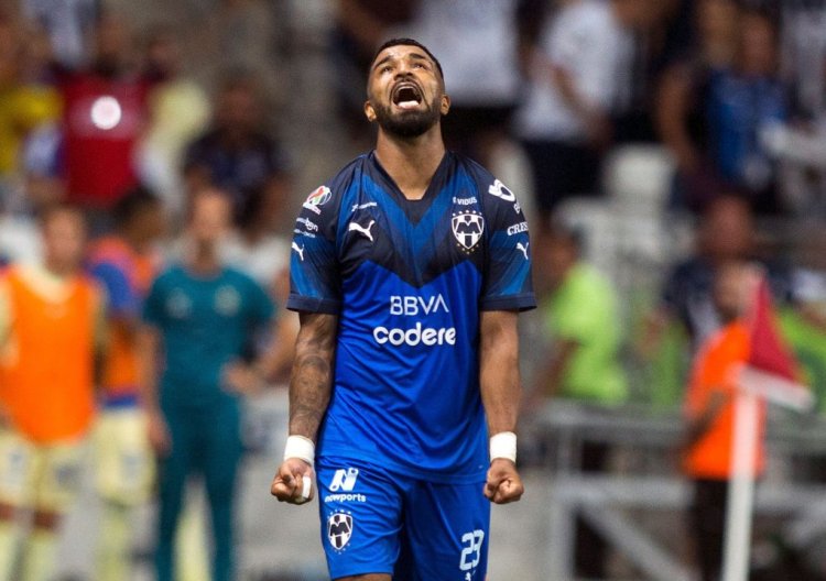 Monterrey's striker Rodrigo Aguirre celebrates after scoring against America during the Mexican Apertura tournament football match between Monterrey and America at BBVA Bancomer stadium, in Monterrey, Mexico, on July 9, 2022. (Photo by Julio Cesar AGUILAR / AFP) (Photo by JULIO CESAR AGUILAR/AFP via Getty Images)