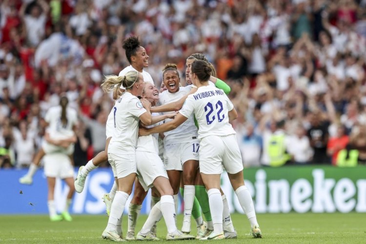 LONDON, ENGLAND - JULY 31: <> during the UEFA Women's Euro 2022 final match between England and Germany at Wembley Stadium on July 31, 2022 in London, England. (Photo by Maja Hitij/Getty Images for DFB)