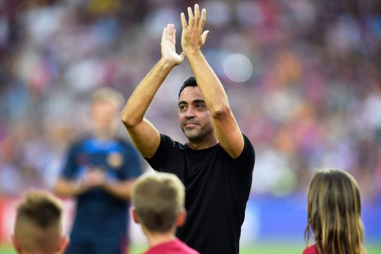 Barcelona's Spanish coach Xavi applauds before the start of the 57th Joan Gamper Trophy friendly football match between FC Barcelona and Club Universidad Nacional Pumas at the Camp Nou stadium in Barcelona on August 7, 2022. (Photo by Pau BARRENA / AFP) (Photo by PAU BARRENA/AFP via Getty Images)