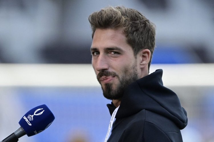 Frankfurt's German goalkeeper Kevin Trapp gives an interview on the eve of the UEFA Super Cup football match between Real Madrid vs Eintracht Frankfurt in Helsinki, on August 9, 2022. (Photo by JAVIER SORIANO / AFP) (Photo by JAVIER SORIANO/AFP via Getty Images)