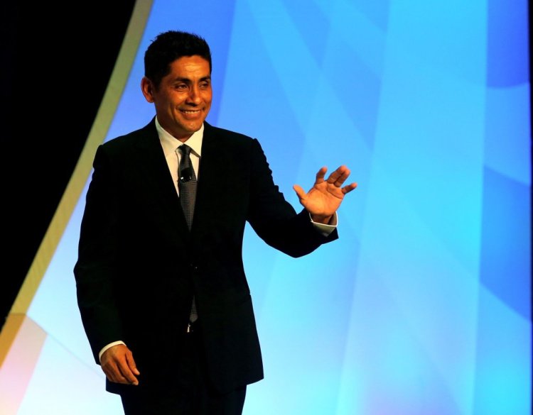 NEW YORK, NY - FEBRUARY 21:  Jorge Campos walks on stage during the 2016 Copa America Centenario - Draw Ceremony at Hammerstein Ballroom on February 21, 2016 in New York City.  (Photo by Elsa/Getty Images)