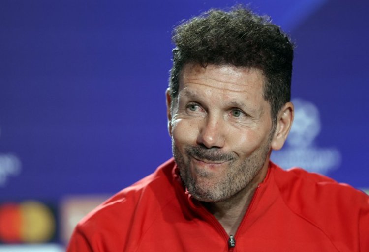 Atletico Madrid's Argentinian coach Diego Simeone addresses a press conference at the Wanda Metropolitano stadium in Madrid on October 11, 2022 on the eve of their UEFA Champions League 1st round, group B, football match against Club Brugge. (Photo by Thomas COEX / AFP) (Photo by THOMAS COEX/AFP via Getty Images)