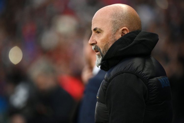Marseille's Argentine coach Jorge Sampaoli looks on during the French L1 football match between Paris Saint-Germain (PSG) and Olympique de Marseille (OM) at the Parc des Princes stadium in Paris on April 17, 2022. (Photo by FRANCK FIFE / AFP) (Photo by FRANCK FIFE/AFP via Getty Images)