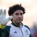 Mexico's goalkeeper Guillermo Ochoa waves before the start of the international friendly football match between Mexico and Peru at the Rose Bowl in Pasadena, California, on September 24, 2022. (Photo by Robyn BECK / AFP) (Photo by ROBYN BECK/AFP via Getty Images)