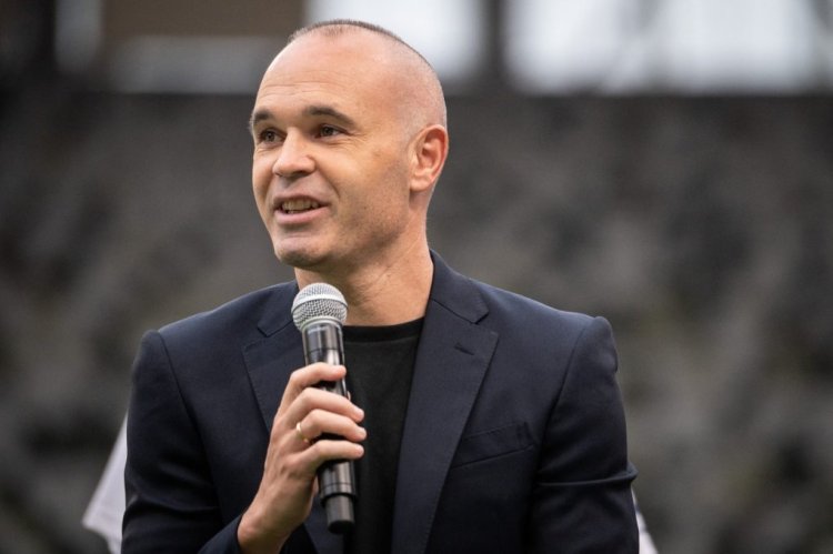Vissel Kobe's Andres Iniesta attends a public relation event at Japan National Stadium in Tokyo on September 8, 2022. (Photo by Yuichi YAMAZAKI / AFP) (Photo by YUICHI YAMAZAKI/AFP via Getty Images)