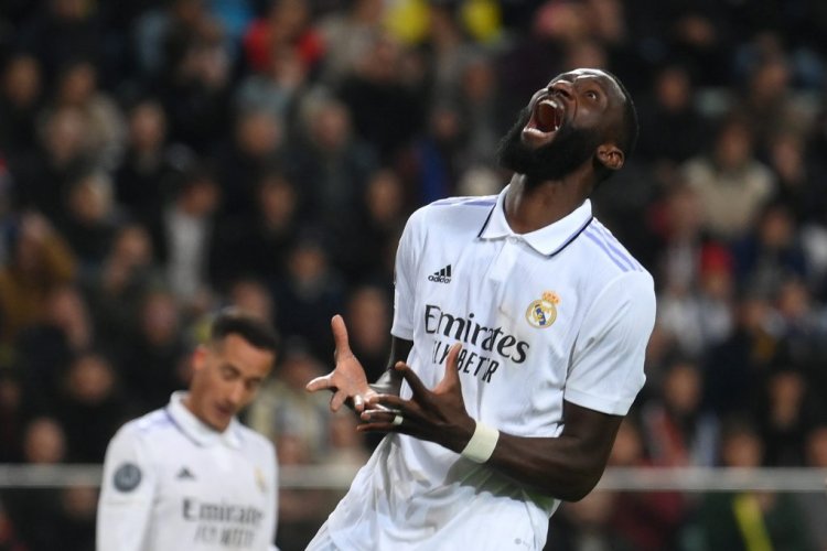 WARSAW, POLAND - OCTOBER 11: Antonio Rudiger of Real Madrid reacts during the UEFA Champions League group F match between Shakhtar Donetsk and Real Madrid at Wojska Polskiego Stadium on October 11, 2022 in Warsaw, Poland. (Photo by Adam Nurkiewicz/Getty Images)