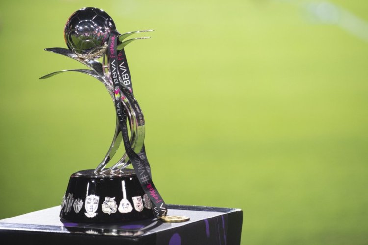 MONTERREY, MEXICO - NOVEMBER 14: The winner's trophy is seen in the field prior the final second leg match between Tigres UANL and America as part of the Torneo Apertura 2022 Liga MX Femenil at Universitario Stadium on November 14, 2022 in Monterrey, Mexico. (Photo by Azael Rodriguez/Getty Images)