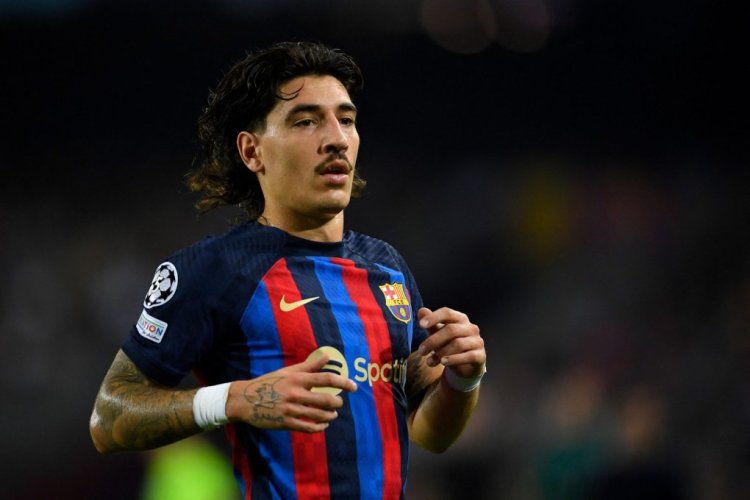 Barcelona's Spanish defender Hector Bellerin reacts during the UEFA Champions League 1st round day 5, Group C football match between FC Barcelona and FC Bayern Munich at the Camp Nou stadium in Barcelona on October 26, 2022. (Photo by Pau BARRENA / AFP) (Photo by PAU BARRENA/AFP via Getty Images)
