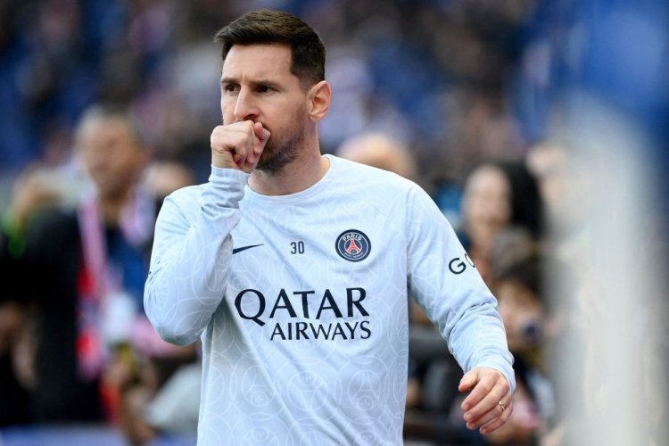 Paris Saint-Germain's Argentine forward Lionel Messi reacts as he warms up prior to the French L1 football match between Paris Saint-Germain FC and AJ Auxerre at the Parc des Princes stadium in Paris on November 13, 2022. (Photo by FRANCK FIFE / AFP) (Photo by FRANCK FIFE/AFP via Getty Images)