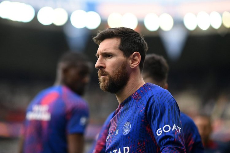Paris Saint-Germain's Argentine forward Lionel Messi looks on prior to the French L1 football match between Paris Saint-Germain (PSG) and ES Troyes AC at The Parc des Princes Stadium in Paris on October 29, 2022. (Photo by FRANCK FIFE / AFP) (Photo by FRANCK FIFE/AFP via Getty Images)
