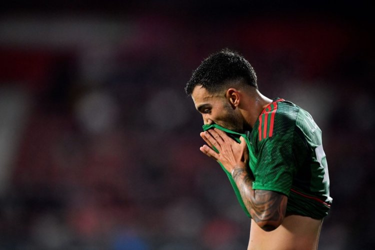 Mexico's defender Luis Chavez reacts during the friendly football match between Mexico and Sweden, at the Montilivi stadium in Girona on November 16, 2022. (Photo by Pau BARRENA / AFP) (Photo by PAU BARRENA/AFP via Getty Images)