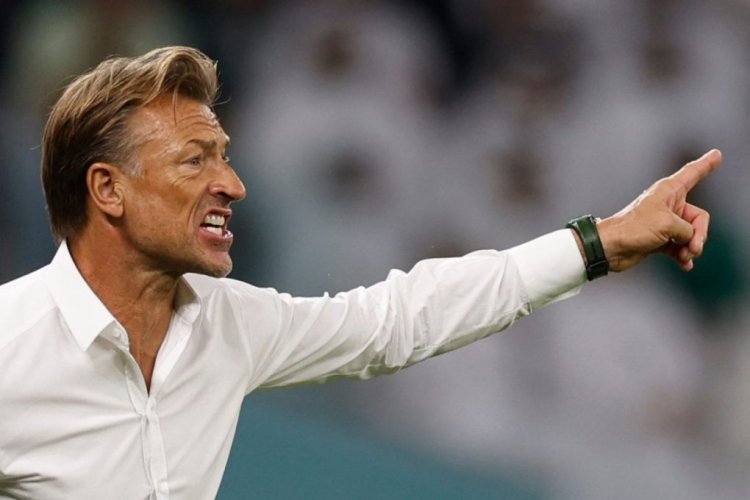 Saudi Arabia's French coach Herve Renard shouts instructions to his players from the touchline during the Qatar 2022 World Cup Group C football match between Poland and Saudi Arabia at the Education City Stadium in Al-Rayyan, west of Doha on November 26, 2022. (Photo by Khaled DESOUKI / AFP) (Photo by KHALED DESOUKI/AFP via Getty Images)