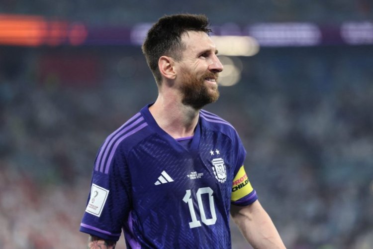 Argentina's forward #10 Lionel Messi smiles during the Qatar 2022 World Cup Group C football match between Poland and Argentina at Stadium 974 in Doha on November 30, 2022. (Photo by Giuseppe CACACE / AFP) (Photo by GIUSEPPE CACACE/AFP via Getty Images)