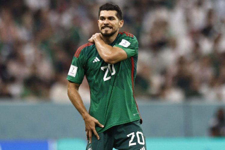 Mexico's forward #20 Henry Martin gestures during the Qatar 2022 World Cup Group C football match between Saudi Arabia and Mexico at the Lusail Stadium in Lusail, north of Doha on November 30, 2022. (Photo by Khaled DESOUKI / AFP) (Photo by KHALED DESOUKI/AFP via Getty Images)