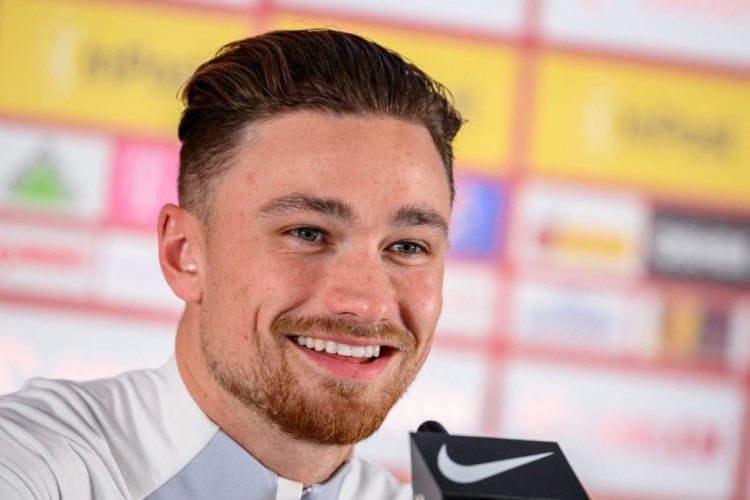 Poland's defender Matthew Cash smiles during a press conference at the Al Kharaitiyat SC training grounds in Doha on November 19, 2022, ahead of the Qatar 2022 World Cup football tournament. (Photo by FABRICE COFFRINI / AFP) (Photo by FABRICE COFFRINI/AFP via Getty Images)