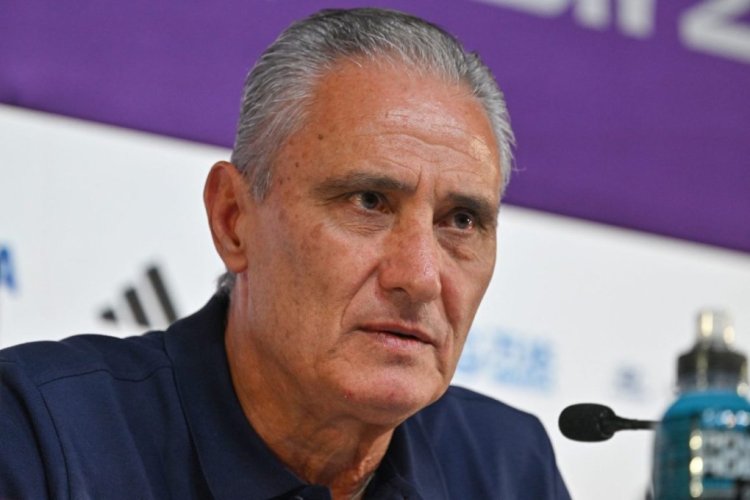 Brazil's coach Tite attends a press conference at the Qatar National Convention Center (QNCC) in Doha on November 27, 2022, on the eve of the Qatar 2022 World Cup football match between Brazil and Switzerland. (Photo by NELSON ALMEIDA / AFP) (Photo by NELSON ALMEIDA/AFP via Getty Images)