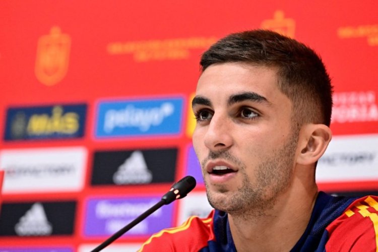 Spain's forward Ferran Torres gives a press conference at Qatar University in Doha on November 20, 2022, during the Qatar 2022 World Cup football tournament. (Photo by JAVIER SORIANO / AFP) (Photo by JAVIER SORIANO/AFP via Getty Images)