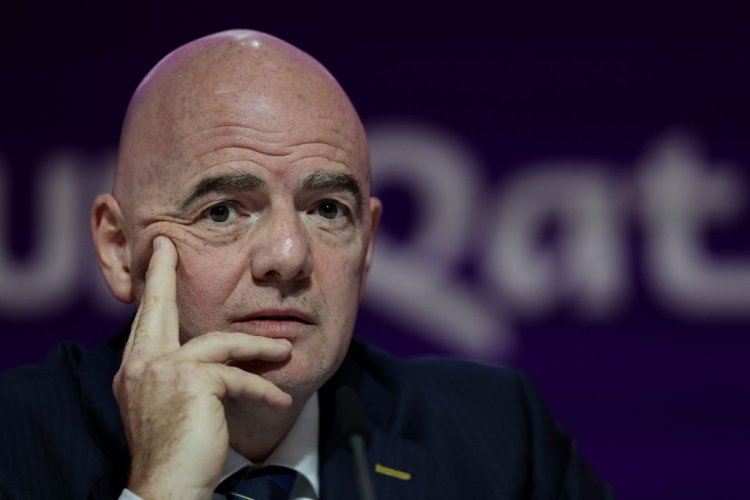DOHA, QATAR - NOVEMBER 19: FIFA President, Gianni Infantino Speaks Ahead of Opening Match of the FIFA World Cup Qatar 2022 at a press conference on November 19, 2022 in Doha, Qatar. (Photo by Christopher Lee/Getty Images)