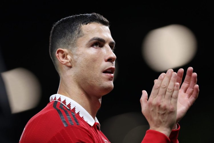 MANCHESTER, ENGLAND - OCTOBER 27: Cristiano Ronaldo of Manchester United looks on during the UEFA Europa League group E match between Manchester United and Sheriff Tiraspol at Old Trafford on October 27, 2022 in Manchester, England. (Photo by Naomi Baker/Getty Images)