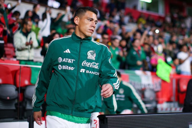 GIRONA, SPAIN - NOVEMBER 16: Hector Moreno of Mexico walks to the pitch prior to the friendly match between Mexico and Sweden at Montilivi Stadium on November 16, 2022 in Girona, Spain. (Photo by Eric Alonso/Getty Images)