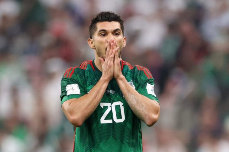 LUSAIL CITY, QATAR - NOVEMBER 30: Henry Martin of Mexico reacts during the FIFA World Cup Qatar 2022 Group C match between Saudi Arabia and Mexico at Lusail Stadium on November 30, 2022 in Lusail City, Qatar. (Photo by Michael Steele/Getty Images)