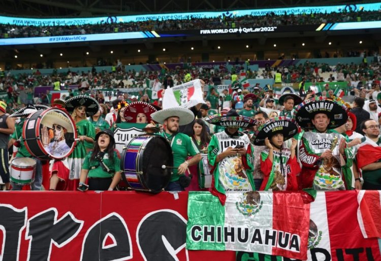 LUSAIL CITY, QATAR - NOVEMBER 30: Mexico fans enjoy the pre match atmosphere prior to the FIFA World Cup Qatar 2022 Group C match between Saudi Arabia and Mexico at Lusail Stadium on November 30, 2022 in Lusail City, Qatar. (Photo by Francois Nel/Getty Images)