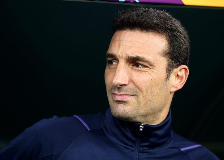 DOHA, QATAR - DECEMBER 03: Lionel Scaloni, Head Coach of Argentina, is seen prior to the FIFA World Cup Qatar 2022 Round of 16 match between Argentina and Australia at Ahmad Bin Ali Stadium on December 03, 2022 in Doha, Qatar. (Photo by Alex Grimm/Getty Images)