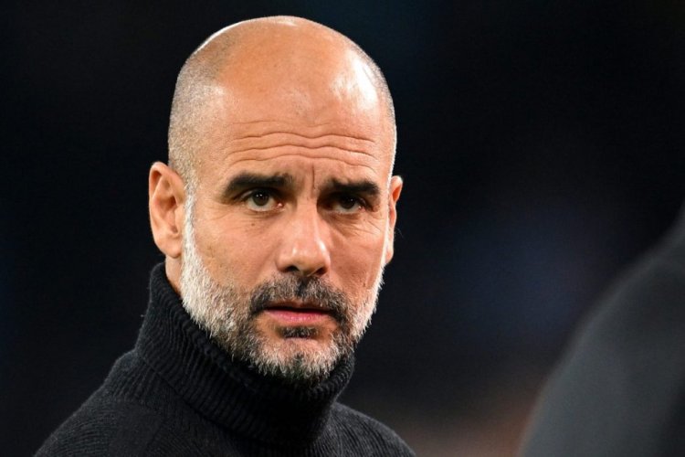 DORTMUND, GERMANY - OCTOBER 25: Pep Guardiola, Manager of Manchester City looks on prior to the UEFA Champions League group G match between Borussia Dortmund and Manchester City at Signal Iduna Park on October 25, 2022 in Dortmund, Germany. (Photo by Matthias Hangst/Getty Images)