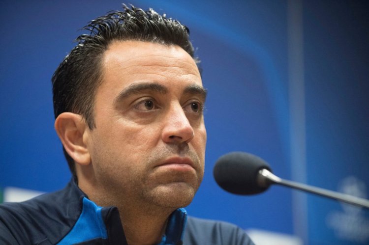 FC Barcelona's head coach Xavi looks on during a press conference in Plzen, Czech Republic, on October 31, 2022, on the eve of the UEFA Champions League Group C football match FC Viktoria Plzen v FC Barcelona. (Photo by Michal Cizek / AFP) (Photo by MICHAL CIZEK/AFP via Getty Images)
