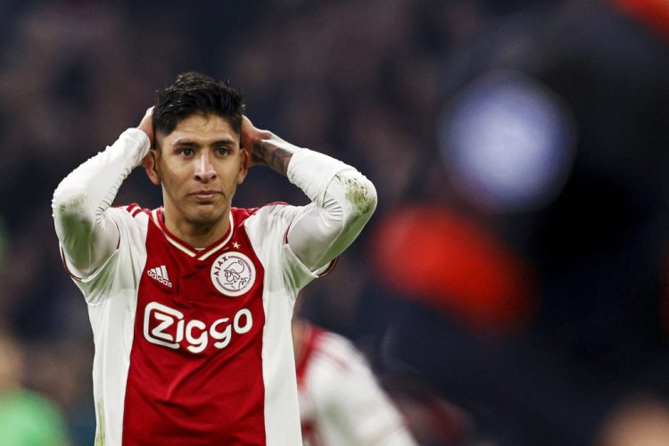 Ajax's Mexican defender Edson Alvarez reacts during the Dutch Eredivisie match between AFC Ajax and PSV Eindhoven at the Johan Cruijff Arena in Amsterdam, Netherlands, on November 6, 2022. - Netherlands OUT (Photo by MAURICE VAN STEEN / ANP / AFP) / Netherlands OUT (Photo by MAURICE VAN STEEN/ANP/AFP via Getty Images)