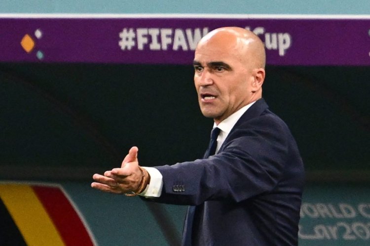 Belgium's Spanish coach Roberto Martinez reacts during the Qatar 2022 World Cup Group F football match between Croatia and Belgium at the Ahmad Bin Ali Stadium in Al-Rayyan, west of Doha on December 1, 2022. (Photo by GABRIEL BOUYS / AFP) (Photo by GABRIEL BOUYS/AFP via Getty Images)