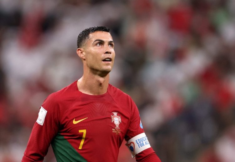 LUSAIL CITY, QATAR - DECEMBER 06: Cristiano Ronaldo of Portugal looks on  during the FIFA World Cup Qatar 2022 Round of 16 match between Portugal and Switzerland at Lusail Stadium on December 06, 2022 in Lusail City, Qatar. (Photo by Francois Nel/Getty Images)