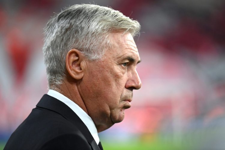 LEIPZIG, GERMANY - OCTOBER 25: Carlo Ancelotti, Head Coach of Real Madrid looks on prior to kick off of the UEFA Champions League group F match between RB Leipzig and Real Madrid at Red Bull Arena on October 25, 2022 in Leipzig, Germany. (Photo by Stuart Franklin/Getty Images)