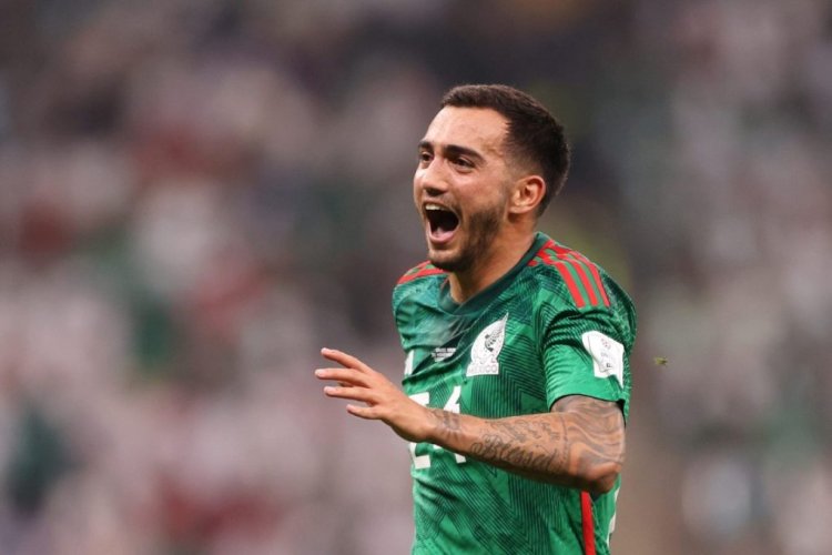 LUSAIL CITY, QATAR - NOVEMBER 30: Luis Chavez of Mexico celebrates after scoring their team's second goal during the FIFA World Cup Qatar 2022 Group C match between Saudi Arabia and Mexico at Lusail Stadium on November 30, 2022 in Lusail City, Qatar. (Photo by Michael Steele/Getty Images)
