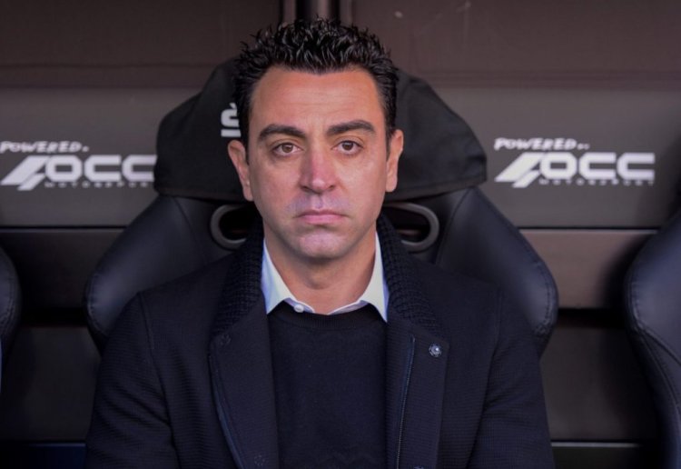 VALENCIA, SPAIN - FEBRUARY 20: Xavi Hernandez, Head Coach of FC Barcelona looks on prior to the LaLiga Santander match between Valencia CF and FC Barcelona at Estadio Mestalla on February 20, 2022 in Valencia, Spain. (Photo by Aitor Alcalde/Getty Images)