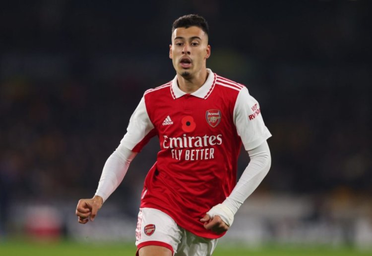 WOLVERHAMPTON, ENGLAND - NOVEMBER 12:  Gabriel Martinelli of Arsenal during the Premier League match between Wolverhampton Wanderers and Arsenal FC at Molineux on November 12, 2022 in Wolverhampton, United Kingdom. (Photo by Marc Atkins/Getty Images)